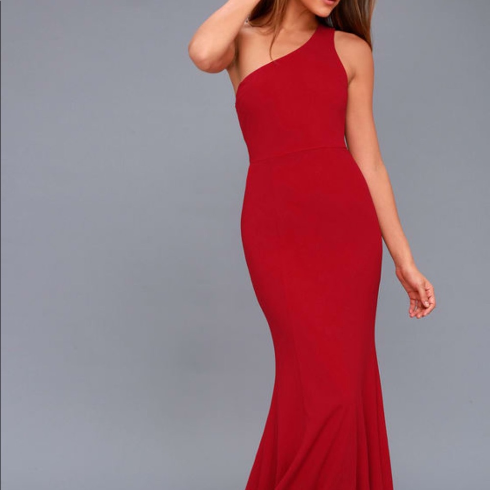 Lulus Brittany wine red one shoulder dress